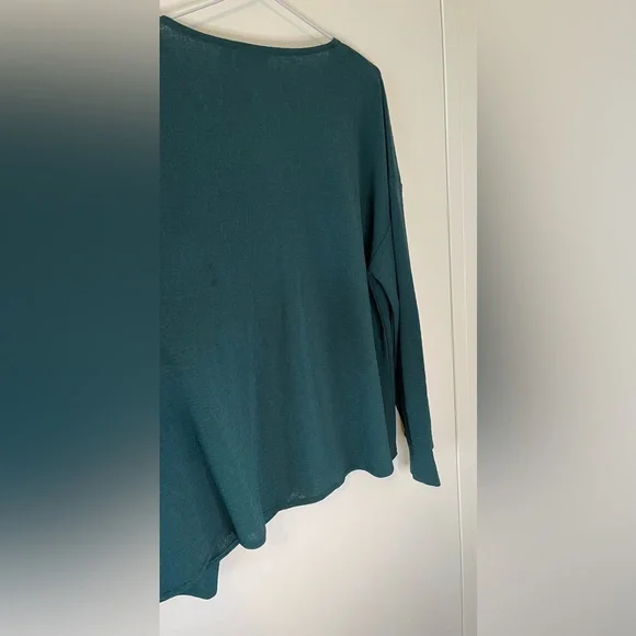 Sussan Size L Teal Green Tie Front Top Long Sleeve Blouse - Picture 14 of 15